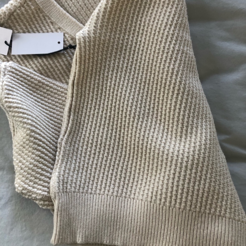 FISHERMEN Ivory chunky slouchy waffle Ribbed Knit Cardigan - Picture 13 of 16